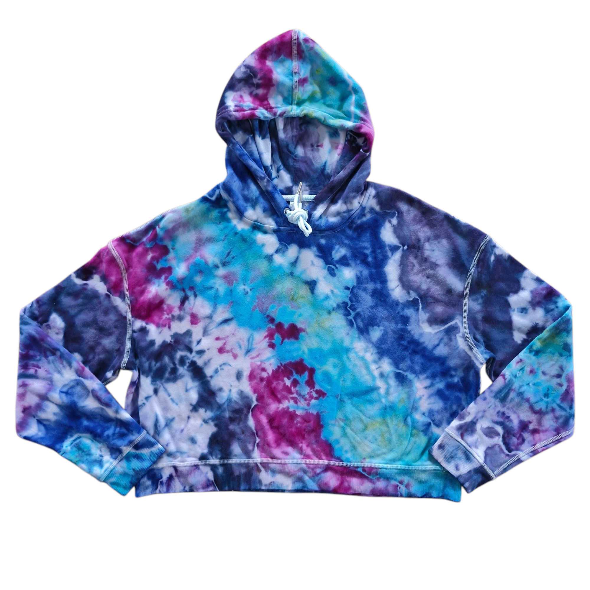 ADULT'S ICY BLUES & PURPLES CROP HOODIE 2XL